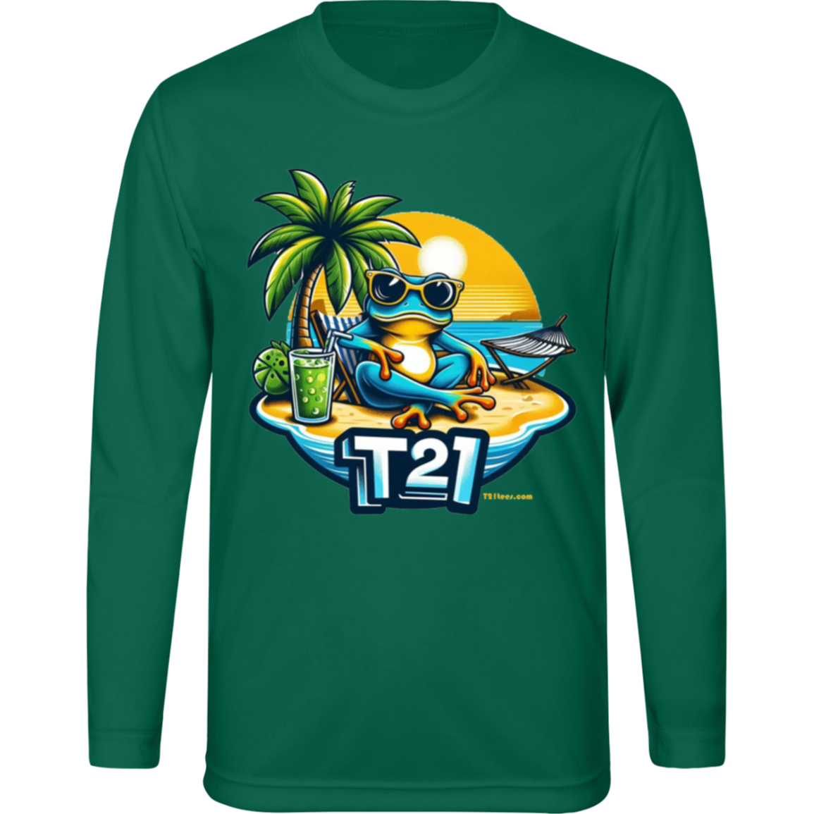 T21 "Frog Life" - Youth Activewear Moisture-wicking, UV40+ Long-sleeve tee