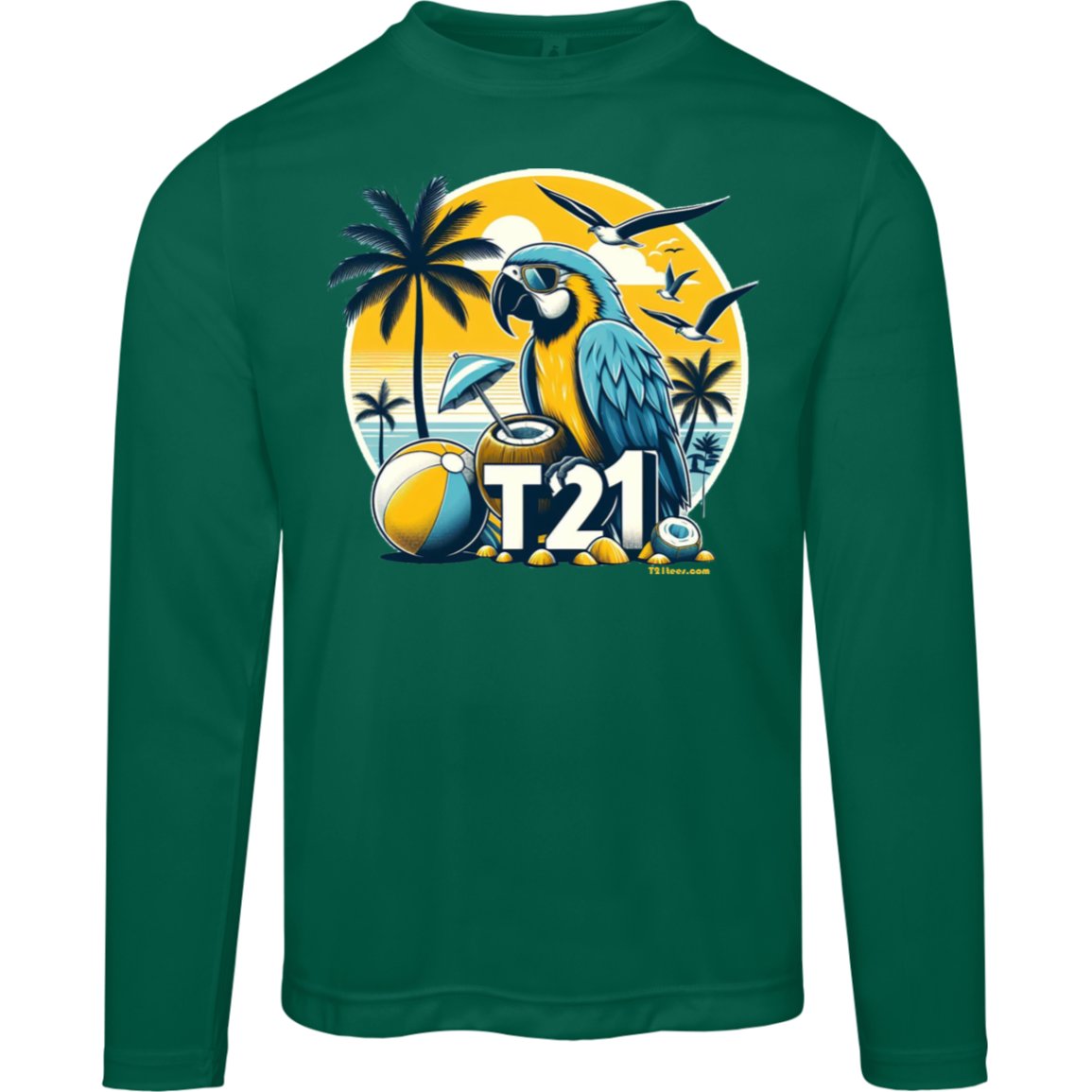 T21 "Coconut Island" - Unisex Moisture-wicking, UV40+ Long-sleeve tee