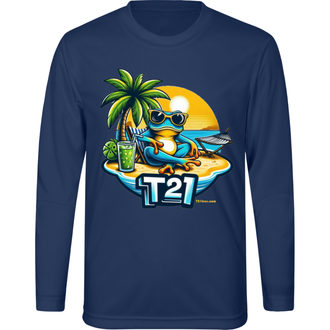 T21 "Frog Life" - Youth Activewear Moisture-wicking, UV40+ Long-sleeve tee