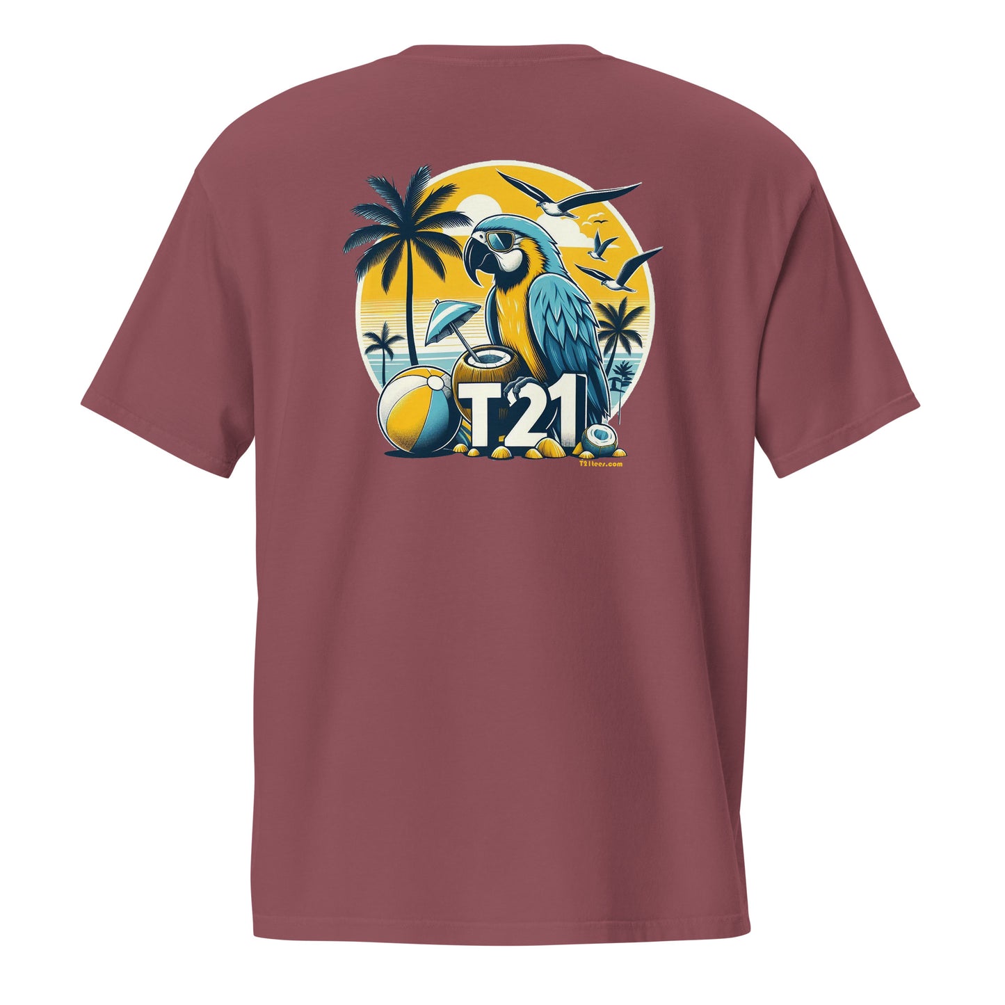T21 "Coconut Island" - Unisex Relaxed-fit Pocket T-shirt - multiple colors