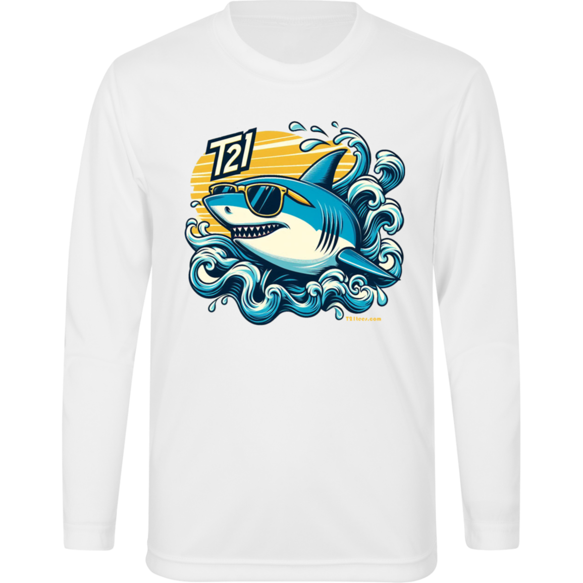 T21 "Retro Shark" - Youth Activewear UV 40+ Long Sleeve Tee