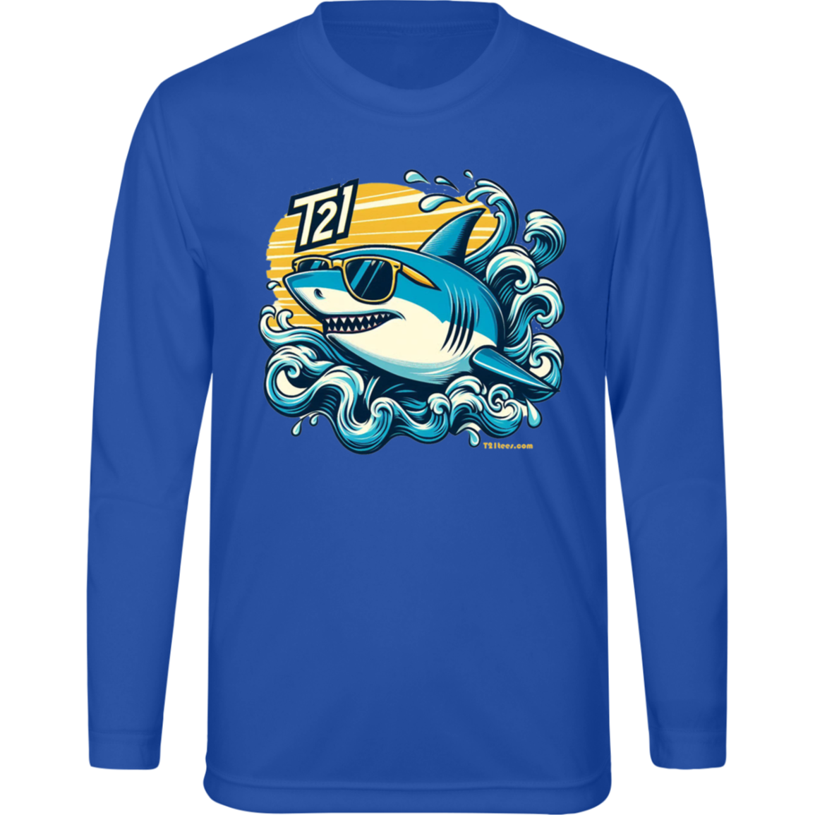 T21 "Retro Shark" - Youth Activewear UV 40+ Long Sleeve Tee