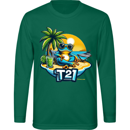 T21 "Frog Life" - Youth Activewear Moisture-wicking, UV40+ Long-sleeve tee