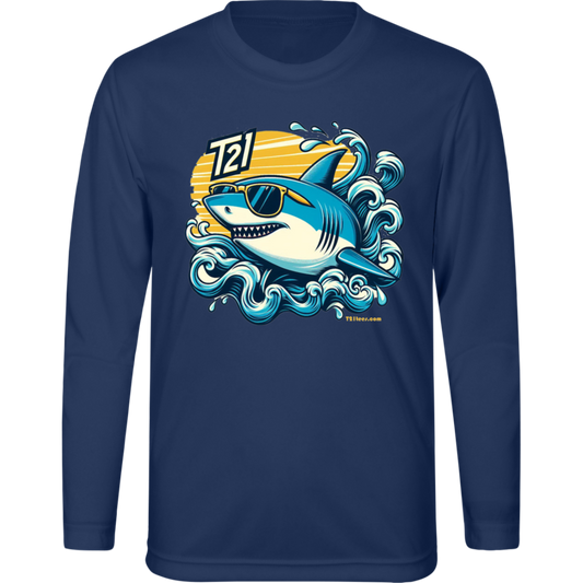 T21 "Retro Shark" - Youth Activewear UV 40+ Long Sleeve Tee