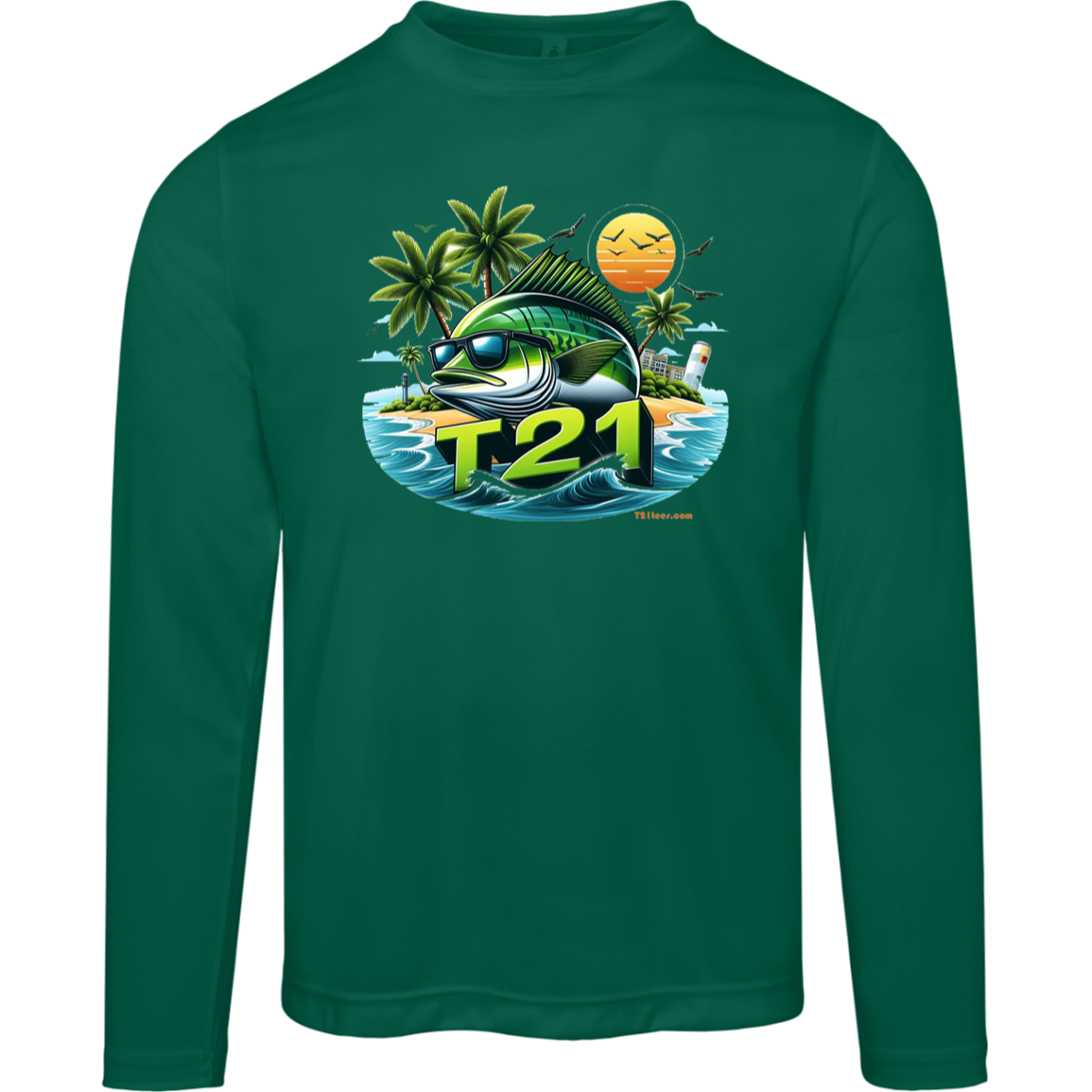 T21 "Green Scales" - Men's Activewear Moisture-wicking, UV40+ Long-sleeve tee