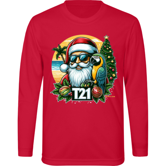 T21 "Santa" - Youth Activewear Moisture-wicking, UV40+ Long-sleeve tee