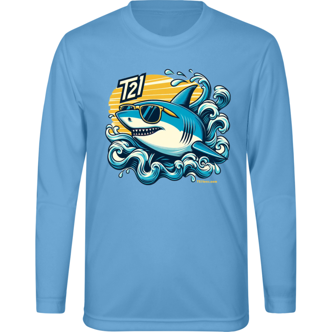 T21 "Retro Shark" - Youth Activewear UV 40+ Long Sleeve Tee