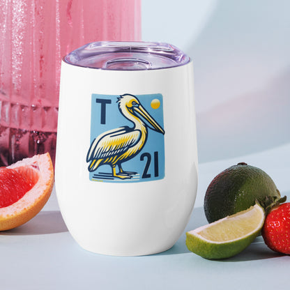 T21 "Waiting for Fish" - 12oz stainless steel wine tumbler