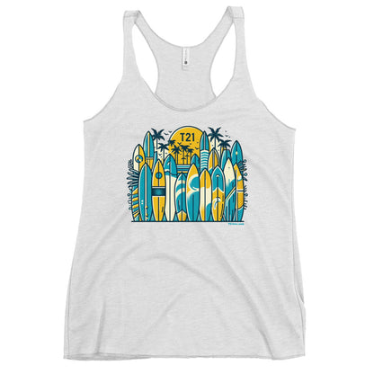 T21 "Board Row" - Women's Thin Workout Racerback Tank - multiple colors