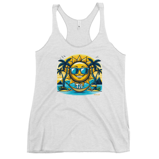 T21 "Sunshine Daydream" Down Syndrome Awareness Women's Racerback Tank