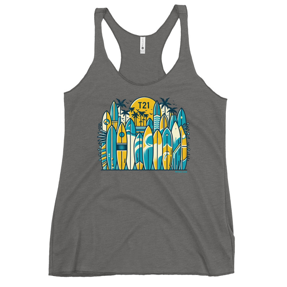 T21 "Board Row" - Women's Thin Workout Racerback Tank - multiple colors