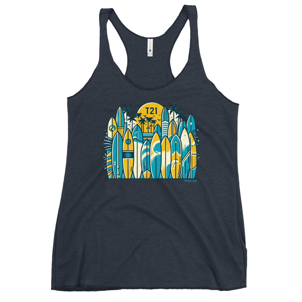 T21 "Board Row" - Women's Thin Workout Racerback Tank - multiple colors