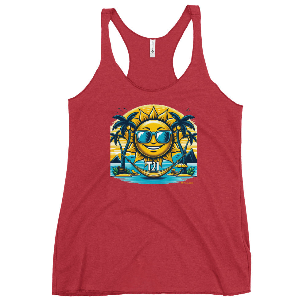 T21 "Sunshine Daydream" Down Syndrome Awareness Women's Racerback Tank