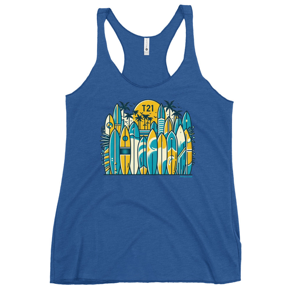 T21 "Board Row" - Women's Thin Workout Racerback Tank - multiple colors