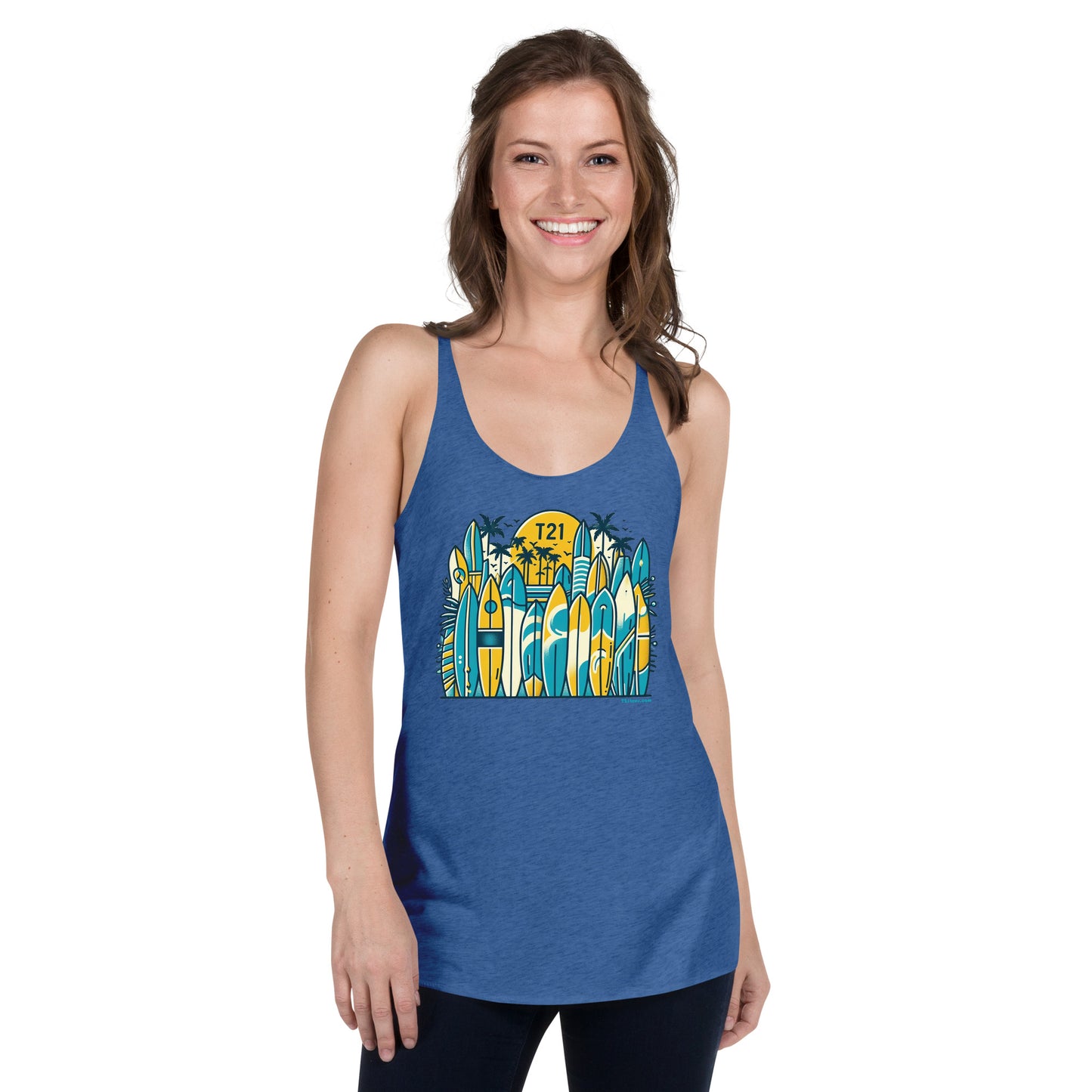 T21 "Board Row" - Women's Thin Workout Racerback Tank - multiple colors